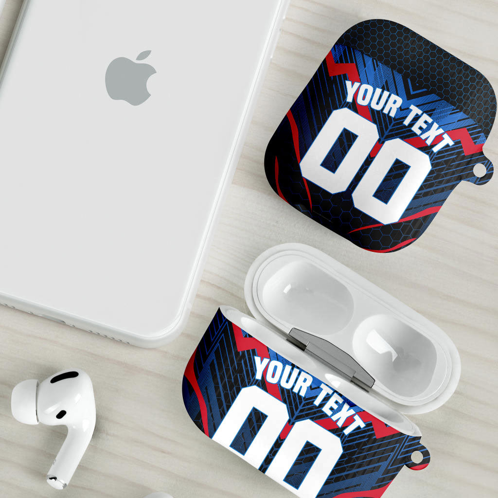 Personalized Antigua And Barbuda Cricket Falcons AirPods Case Abstract Hexagon Pattern Sport