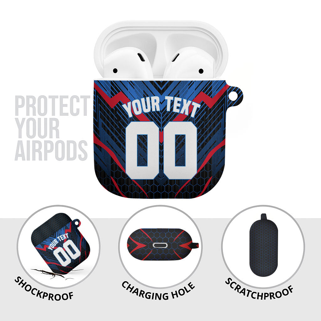 Personalized Antigua And Barbuda Cricket Falcons AirPods Case Abstract Hexagon Pattern Sport