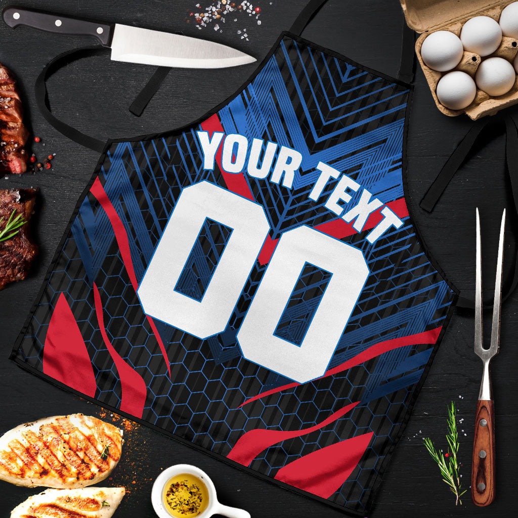 Personalized Antigua And Barbuda Cricket Falcons Apron Abstract Hexagon Pattern Sport