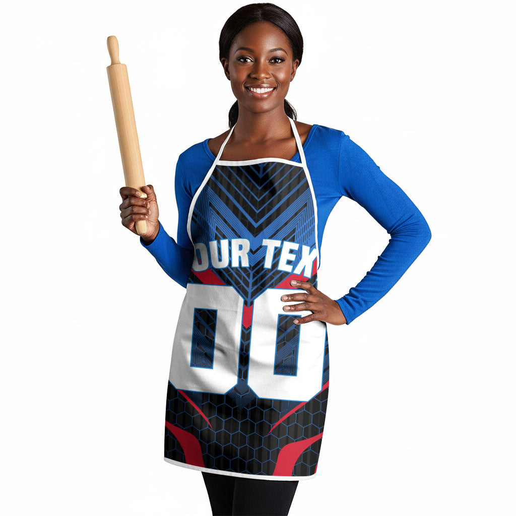 Personalized Antigua And Barbuda Cricket Falcons Apron Abstract Hexagon Pattern Sport