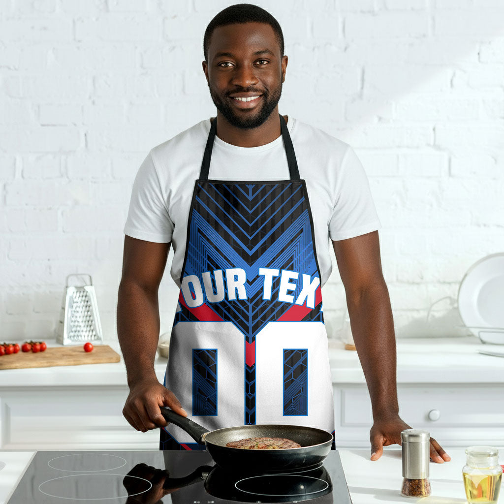 Personalized Antigua And Barbuda Cricket Falcons Apron Abstract Hexagon Pattern Sport