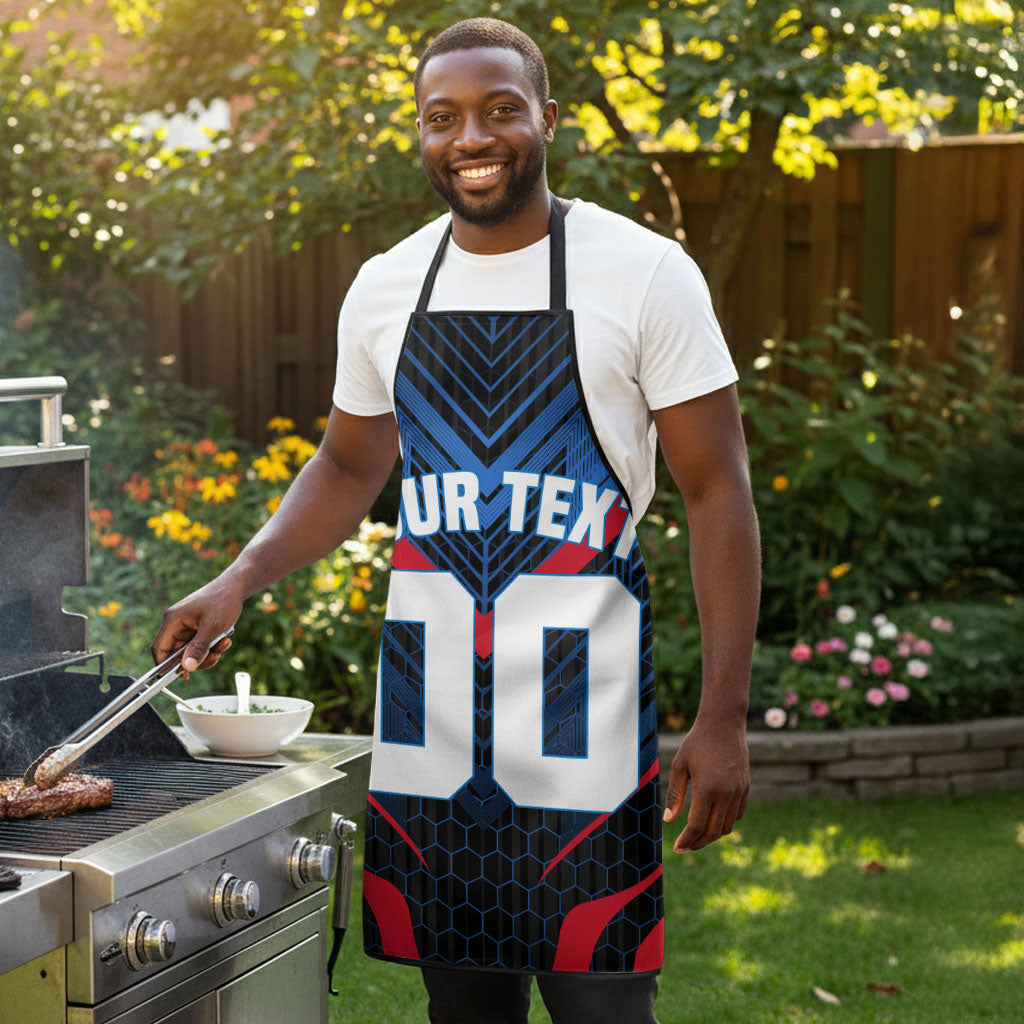 Personalized Antigua And Barbuda Cricket Falcons Apron Abstract Hexagon Pattern Sport
