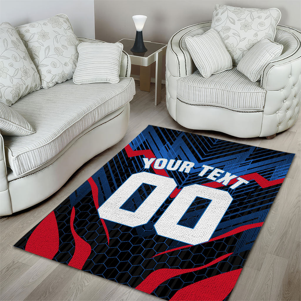 Personalized Antigua And Barbuda Cricket Falcons Area Rug Abstract Hexagon Pattern Sport
