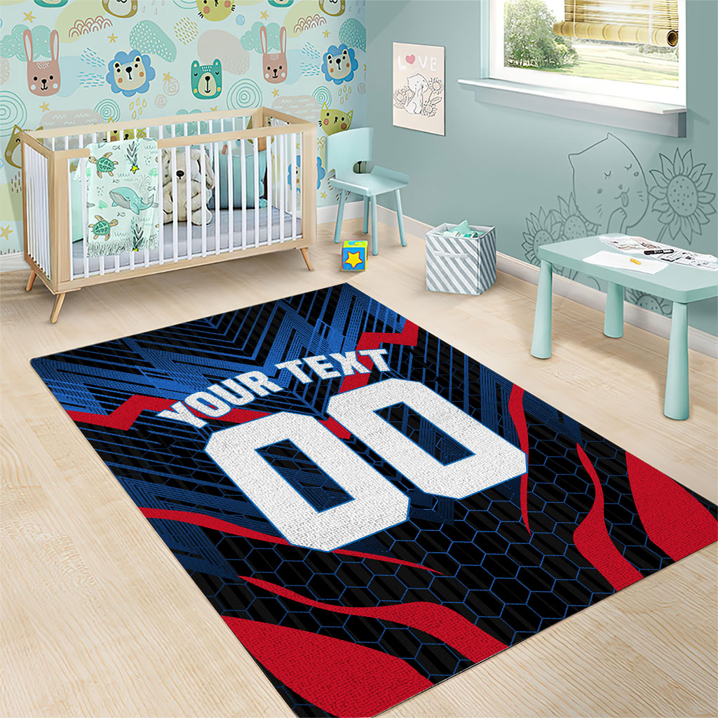 Personalized Antigua And Barbuda Cricket Falcons Area Rug Abstract Hexagon Pattern Sport