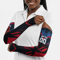 Personalized Antigua And Barbuda Cricket Falcons Arm Sleeves Abstract Hexagon Pattern Sport