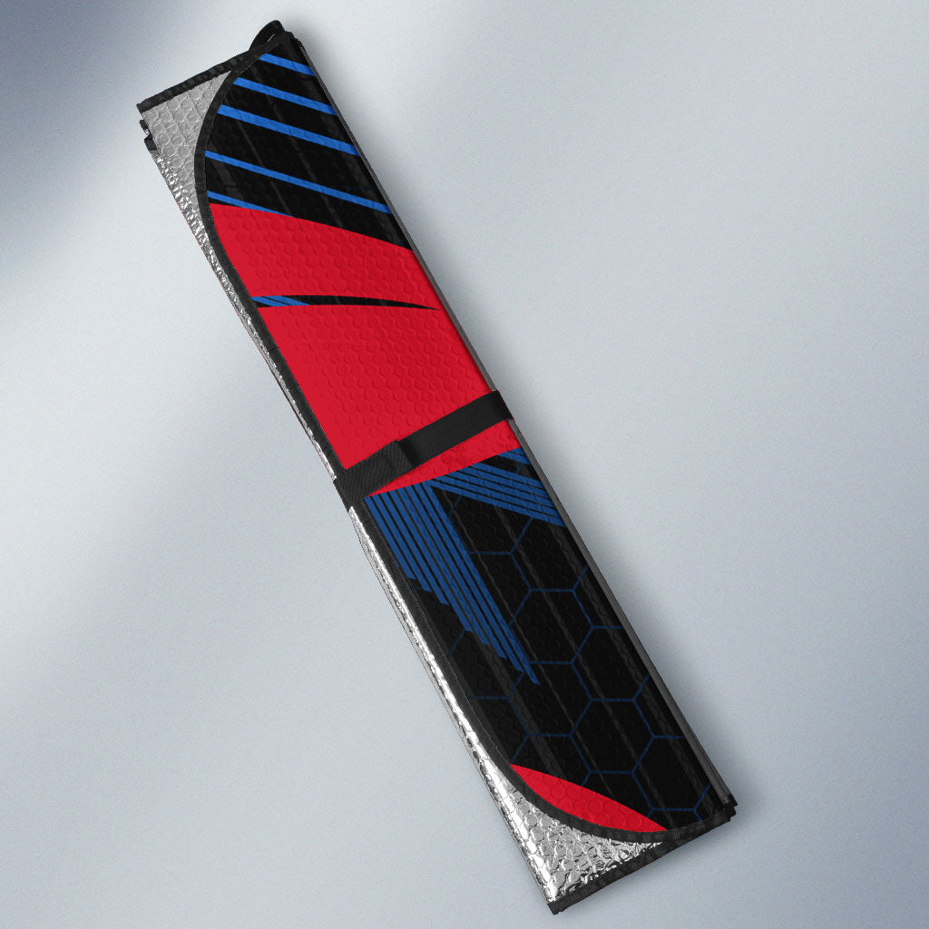 Personalized Antigua And Barbuda Cricket Falcons Auto Sun Shade Abstract Hexagon Pattern Sport