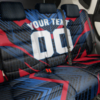 Personalized Antigua And Barbuda Cricket Falcons Back Car Seat Cover Abstract Hexagon Pattern Sport