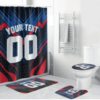 Personalized Antigua And Barbuda Cricket Falcons Bathroom Set Abstract Hexagon Pattern Sport