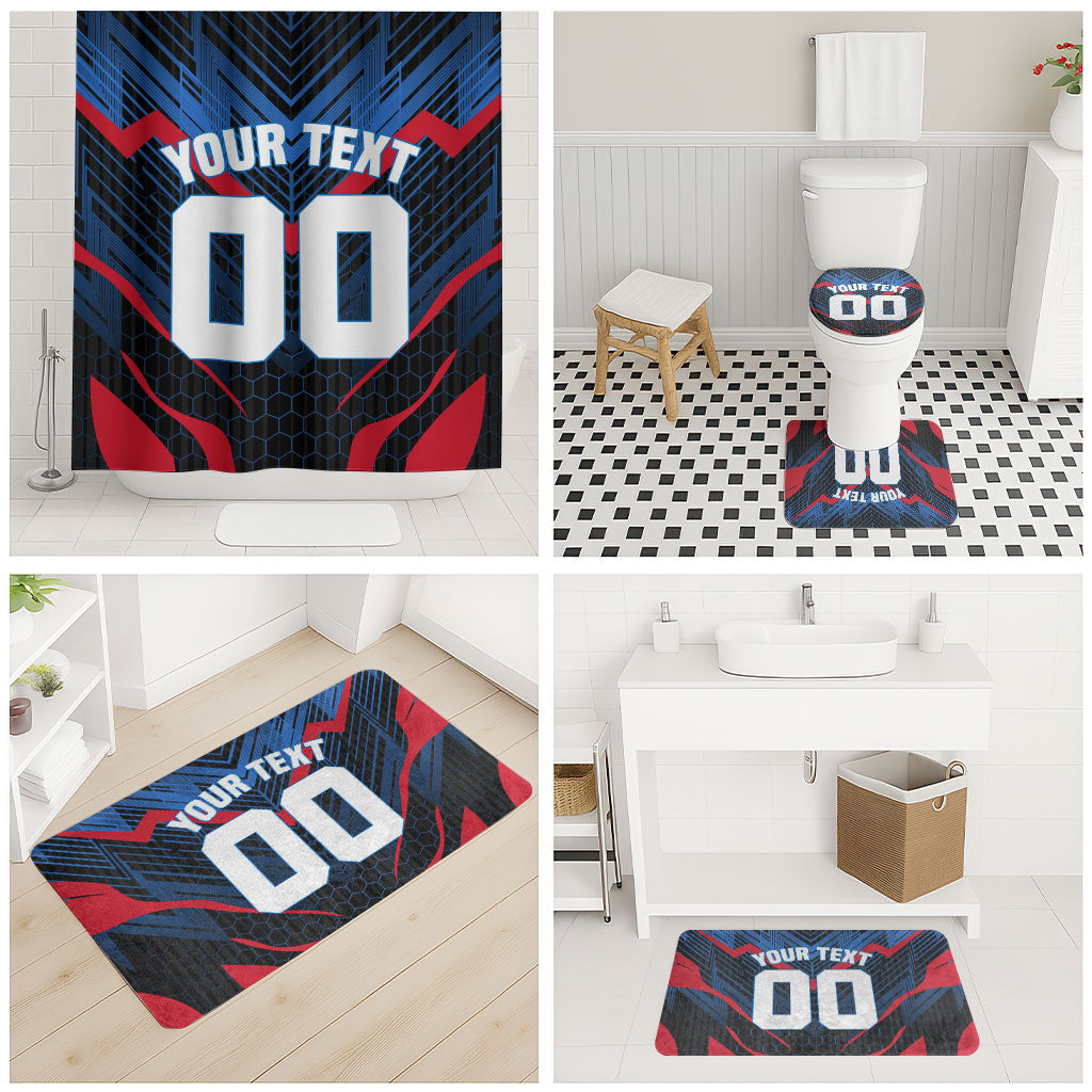 Personalized Antigua And Barbuda Cricket Falcons Bathroom Set Abstract Hexagon Pattern Sport