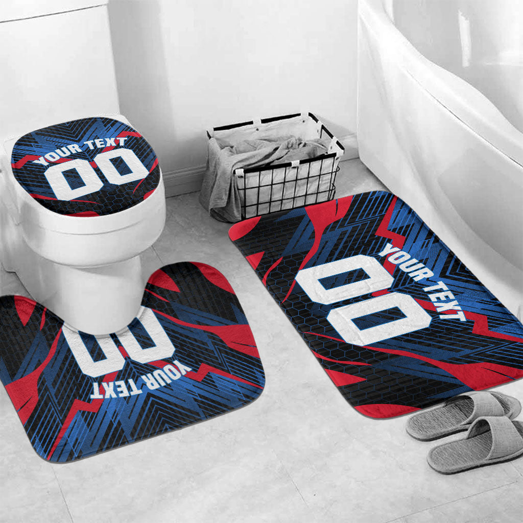 Personalized Antigua And Barbuda Cricket Falcons Bathroom Set Abstract Hexagon Pattern Sport