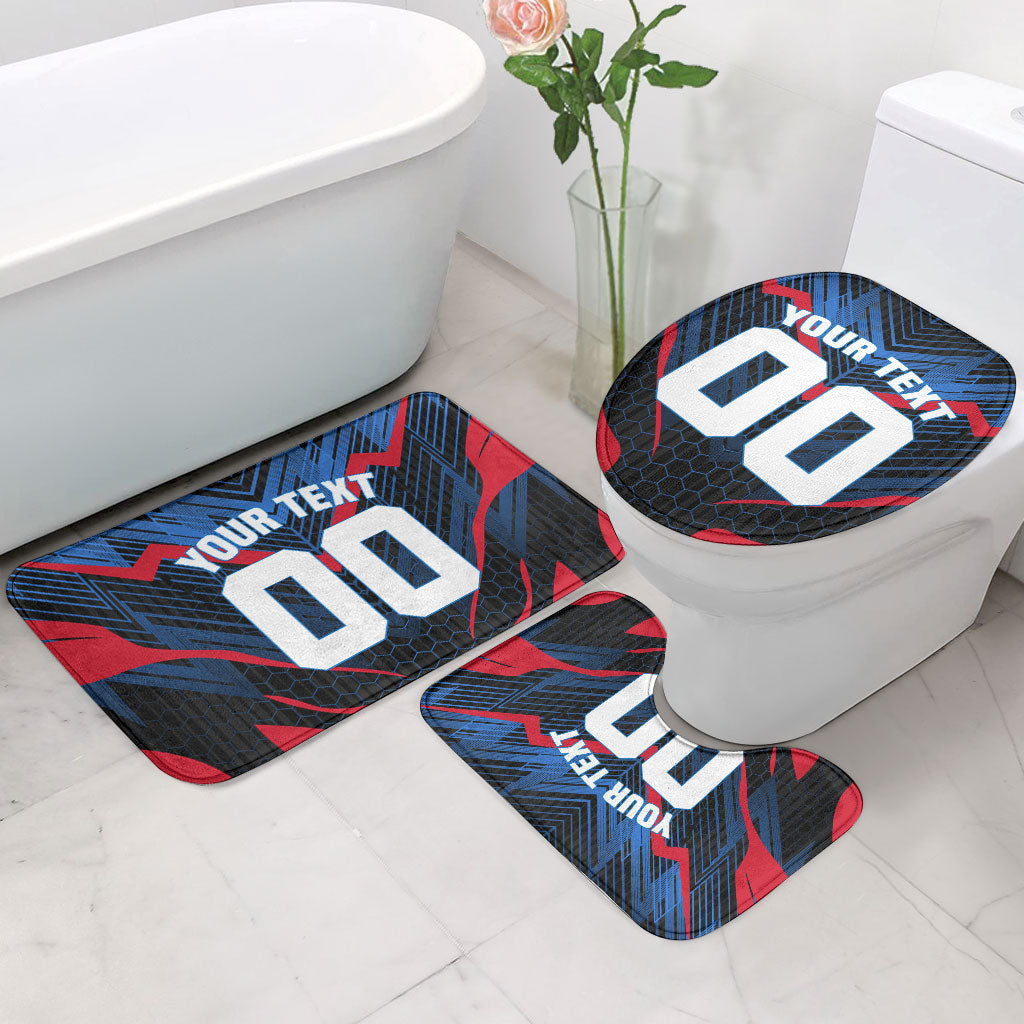 Personalized Antigua And Barbuda Cricket Falcons Bathroom Set Abstract Hexagon Pattern Sport
