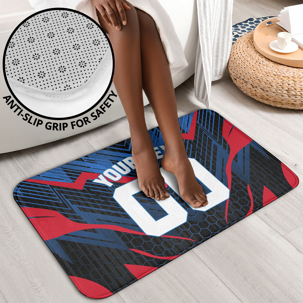 Personalized Antigua And Barbuda Cricket Falcons Bathroom Set Abstract Hexagon Pattern Sport
