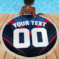 Personalized Antigua And Barbuda Cricket Falcons Beach Blanket Abstract Hexagon Pattern Sport