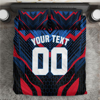 Personalized Antigua And Barbuda Cricket Falcons Bedding Set Abstract Hexagon Pattern Sport