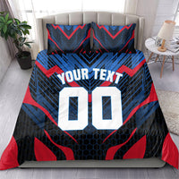Personalized Antigua And Barbuda Cricket Falcons Bedding Set Abstract Hexagon Pattern Sport