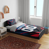 Personalized Antigua And Barbuda Cricket Falcons Bedding Set Abstract Hexagon Pattern Sport