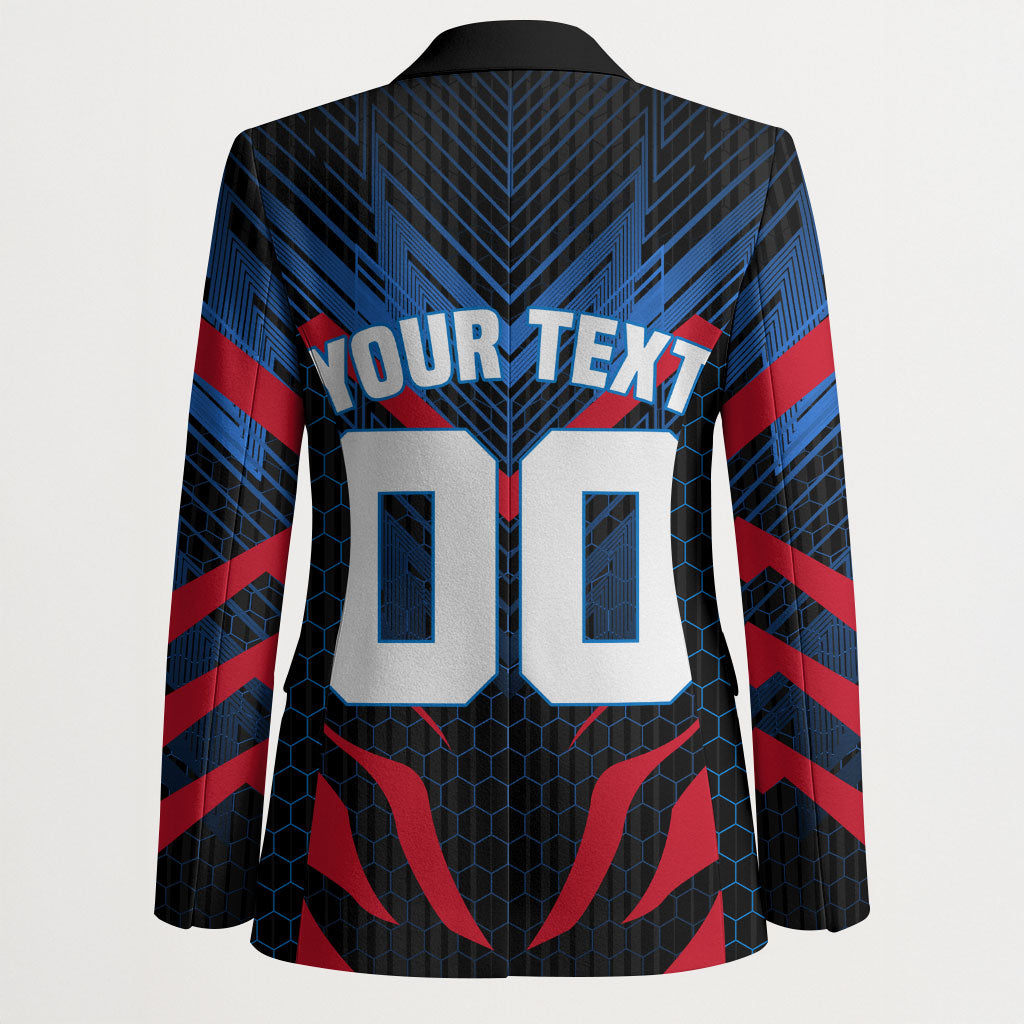 Personalized Antigua And Barbuda Cricket Falcons Blazer Abstract Hexagon Pattern Sport