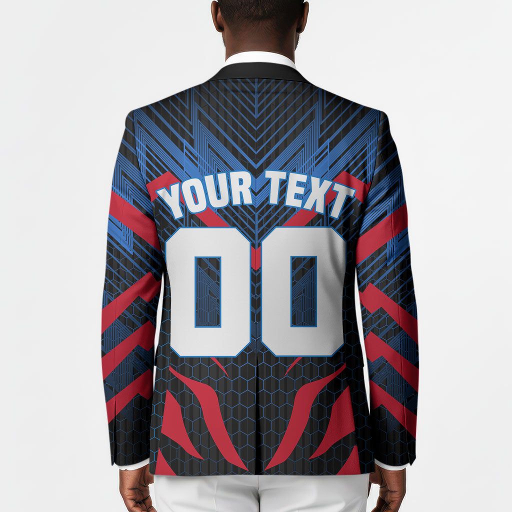 Personalized Antigua And Barbuda Cricket Falcons Blazer Abstract Hexagon Pattern Sport