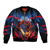 Personalized Antigua And Barbuda Cricket Falcons Bomber Jacket Abstract Hexagon Pattern Sport