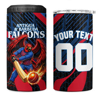 Personalized Antigua And Barbuda Cricket Falcons 4 in 1 Can Cooler Tumbler Abstract Hexagon Pattern Sport