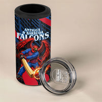 Personalized Antigua And Barbuda Cricket Falcons 4 in 1 Can Cooler Tumbler Abstract Hexagon Pattern Sport