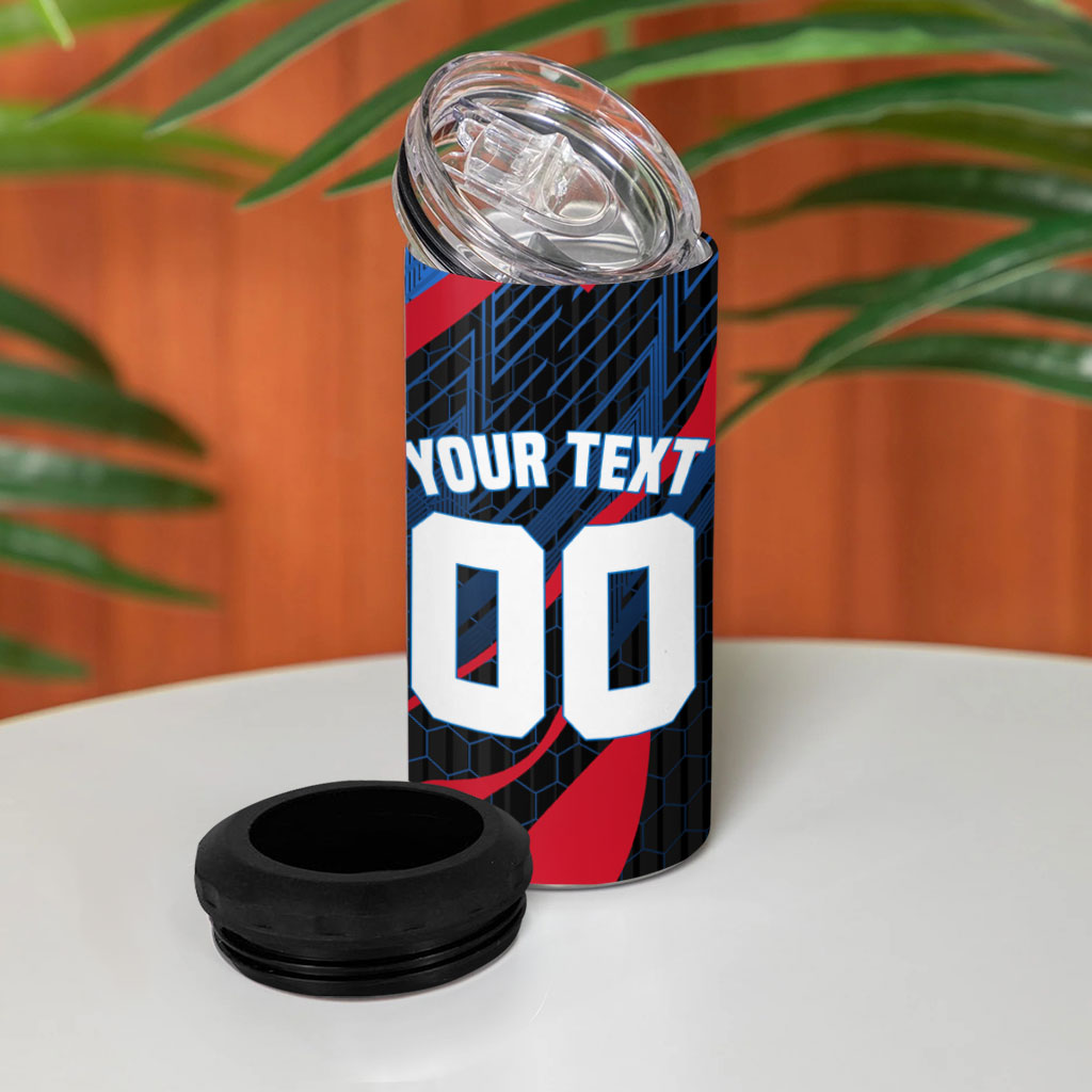 Personalized Antigua And Barbuda Cricket Falcons 4 in 1 Can Cooler Tumbler Abstract Hexagon Pattern Sport