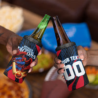 Personalized Antigua And Barbuda Cricket Falcons 4 in 1 Can Cooler Tumbler Abstract Hexagon Pattern Sport