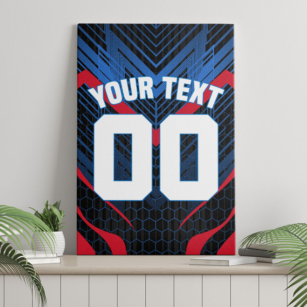 Personalized Antigua And Barbuda Cricket Falcons Canvas Wall Art Abstract Hexagon Pattern Sport
