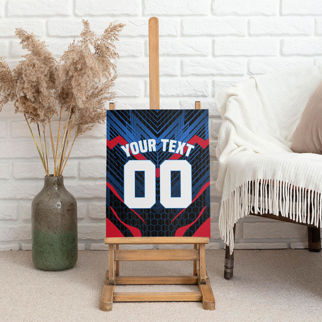 Personalized Antigua And Barbuda Cricket Falcons Canvas Wall Art Abstract Hexagon Pattern Sport