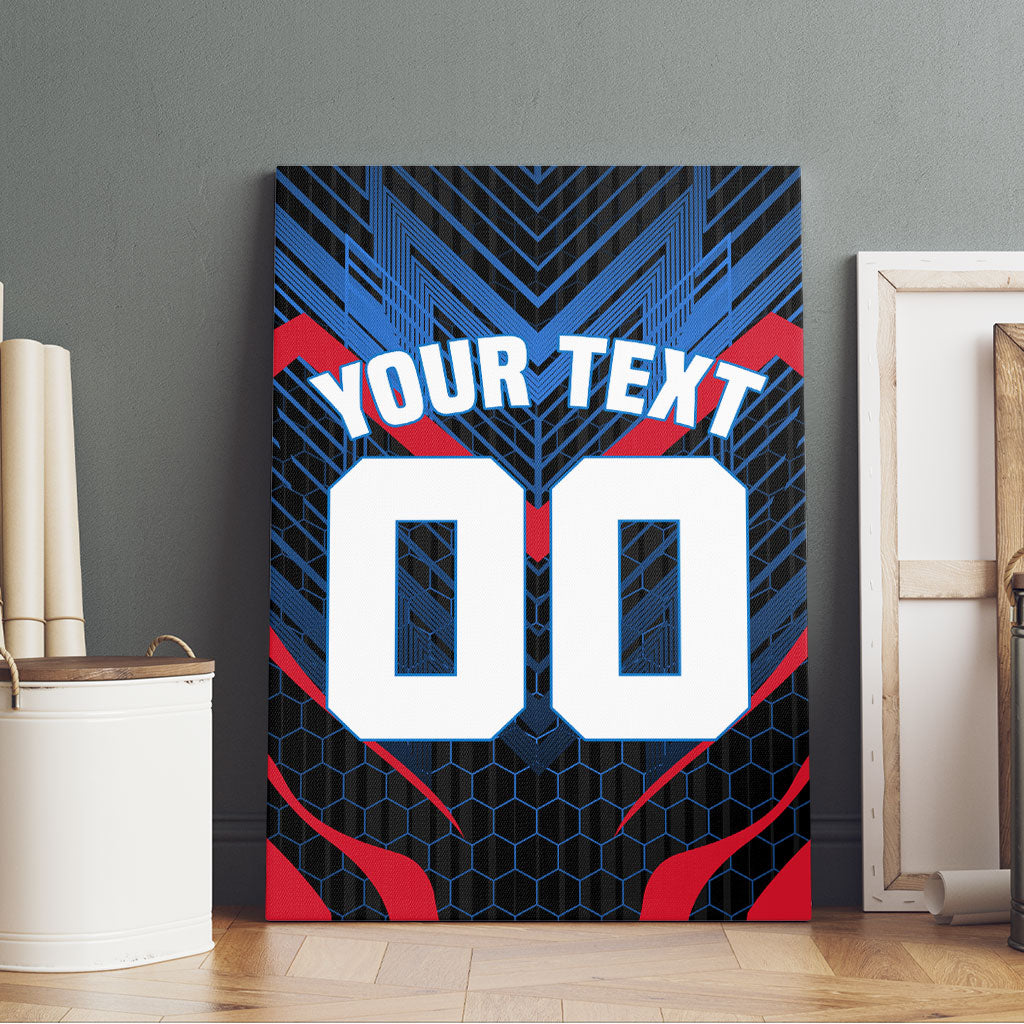 Personalized Antigua And Barbuda Cricket Falcons Canvas Wall Art Abstract Hexagon Pattern Sport