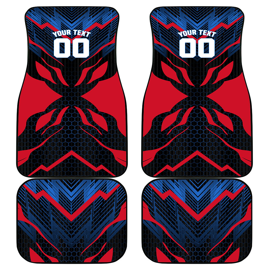 Personalized Antigua And Barbuda Cricket Falcons Car Mats Abstract Hexagon Pattern Sport
