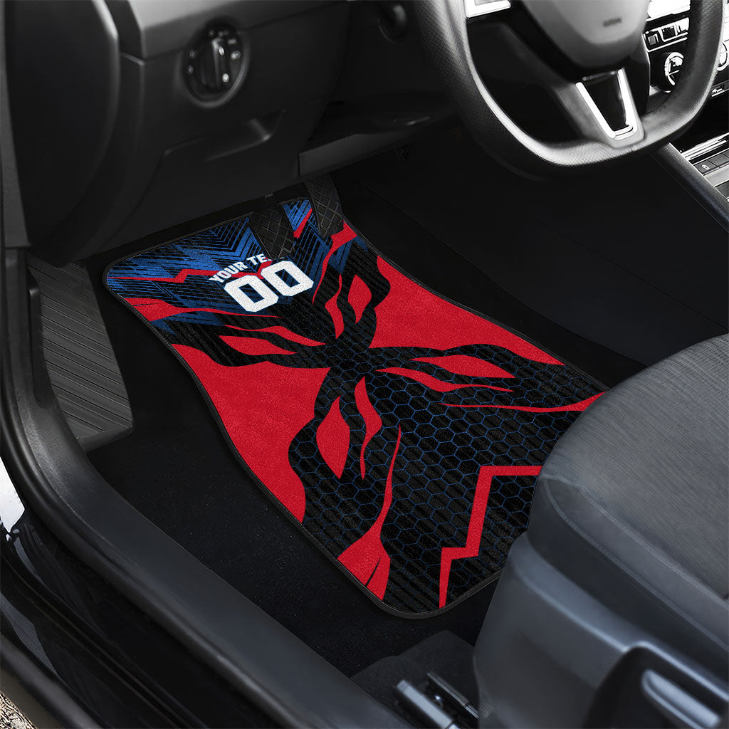 Personalized Antigua And Barbuda Cricket Falcons Car Mats Abstract Hexagon Pattern Sport