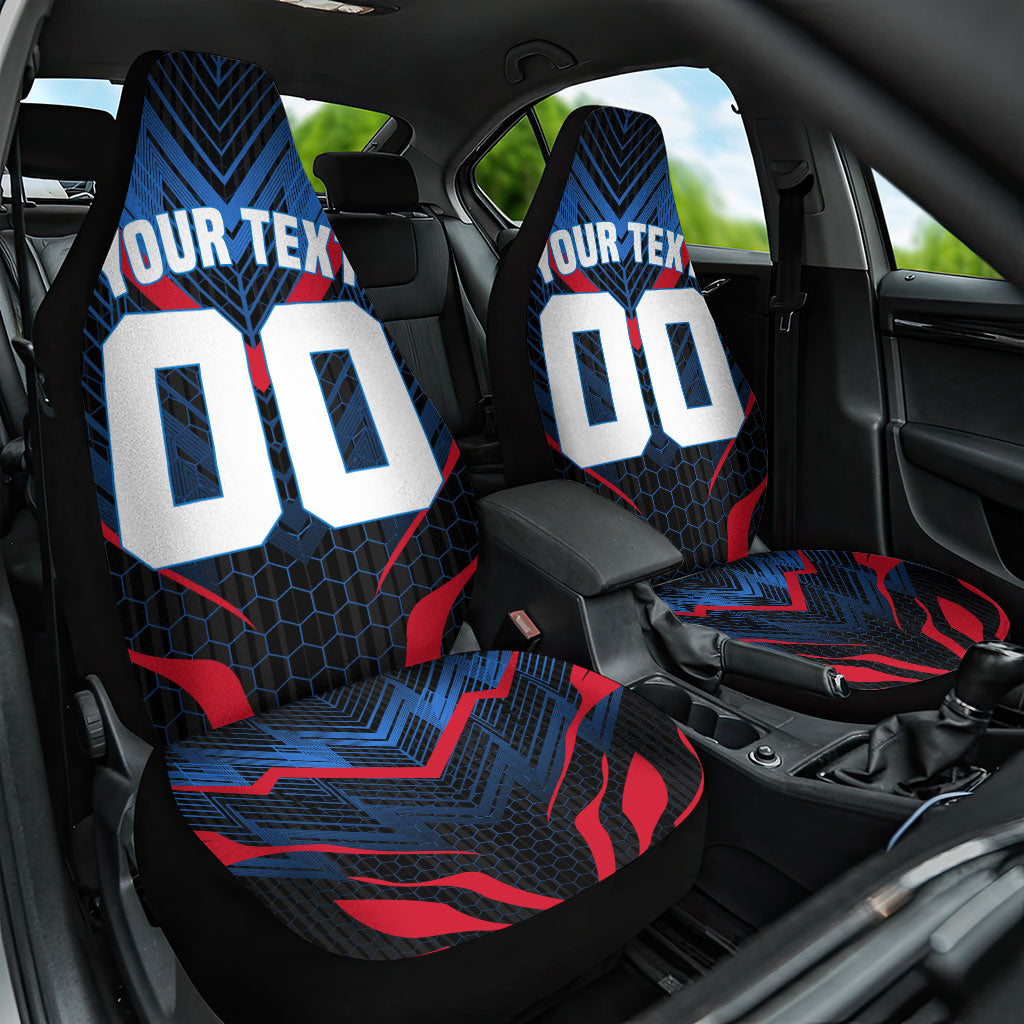 Personalized Antigua And Barbuda Cricket Falcons Car Seat Cover Abstract Hexagon Pattern Sport
