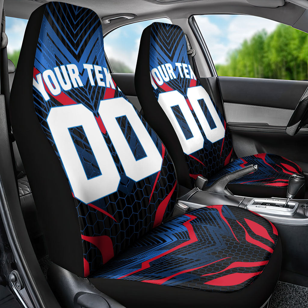 Personalized Antigua And Barbuda Cricket Falcons Car Seat Cover Abstract Hexagon Pattern Sport