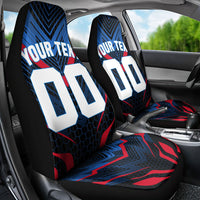Personalized Antigua And Barbuda Cricket Falcons Car Seat Cover Abstract Hexagon Pattern Sport