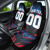 Personalized Antigua And Barbuda Cricket Falcons Car Seat Cover Abstract Hexagon Pattern Sport