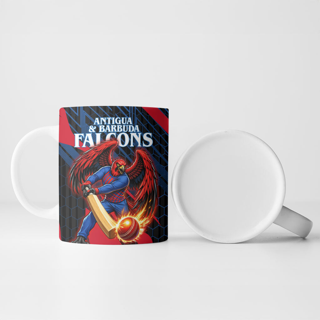 Personalized Antigua And Barbuda Cricket Falcons Ceramic Mug Abstract Hexagon Pattern Sport