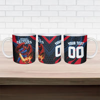 Personalized Antigua And Barbuda Cricket Falcons Ceramic Mug Abstract Hexagon Pattern Sport