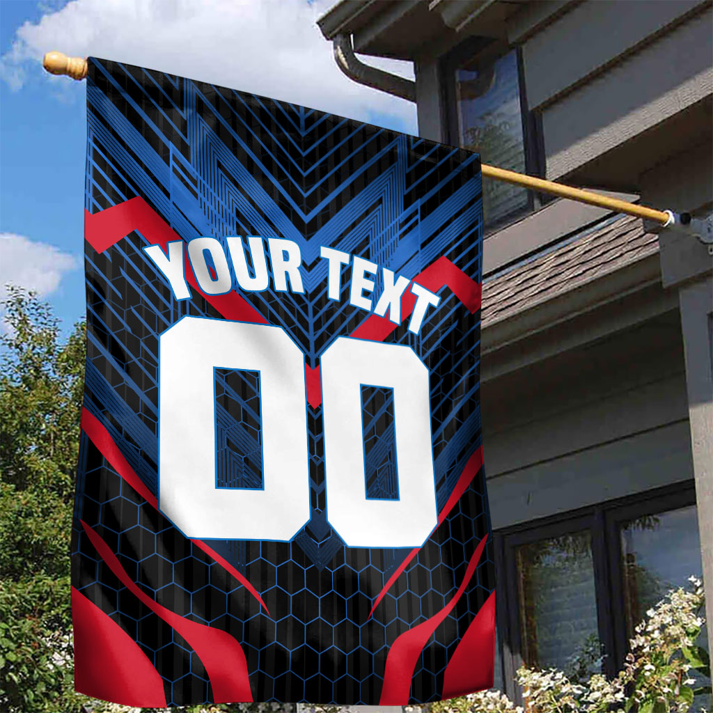 Personalized Antigua And Barbuda Cricket Falcons Garden Flag Abstract Hexagon Pattern Sport