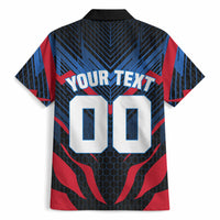 Personalized Antigua And Barbuda Cricket Falcons Hawaiian Shirt Abstract Hexagon Pattern Sport