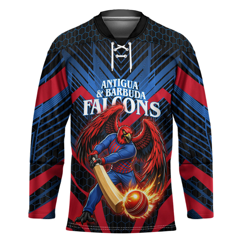 Personalized Antigua And Barbuda Cricket Falcons Hockey Jersey Abstract Hexagon Pattern Sport