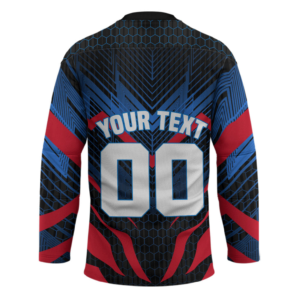 Personalized Antigua And Barbuda Cricket Falcons Hockey Jersey Abstract Hexagon Pattern Sport