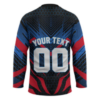 Personalized Antigua And Barbuda Cricket Falcons Hockey Jersey Abstract Hexagon Pattern Sport
