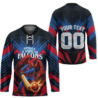 Personalized Antigua And Barbuda Cricket Falcons Hockey Jersey Abstract Hexagon Pattern Sport