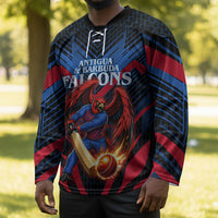 Personalized Antigua And Barbuda Cricket Falcons Hockey Jersey Abstract Hexagon Pattern Sport
