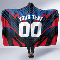 Personalized Antigua And Barbuda Cricket Falcons Hooded Blanket Abstract Hexagon Pattern Sport