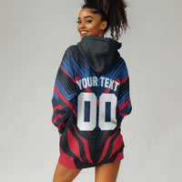 Personalized Antigua And Barbuda Cricket Falcons Hoodie Dress Abstract Hexagon Pattern Sport