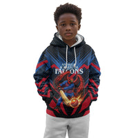 Personalized Antigua And Barbuda Cricket Falcons Kid Hoodie Abstract Hexagon Pattern Sport