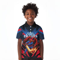 Personalized Antigua And Barbuda Cricket Falcons Kid Polo Shirt Abstract Hexagon Pattern Sport
