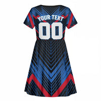Personalized Antigua And Barbuda Cricket Falcons Kid Short Sleeve Dress Abstract Hexagon Pattern Sport